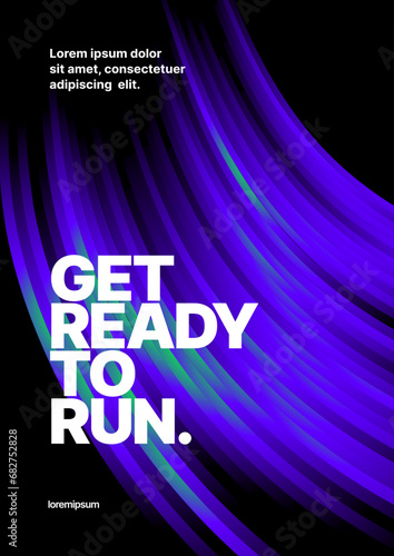Vector layout template design for run, championship or sports event. Design for flyer, poster, cover, brochure, banner or background. Poster design with abstract gradient shapes. Sports background.