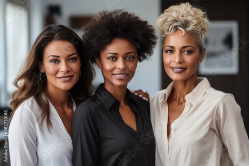Mature middle aged group woman portrait, Corporate manager black businessperson teamwork team partner.