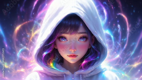 anime girl white hoodie #3