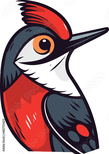 Dendrocopos major great spotted woodpecker vector illustration photo