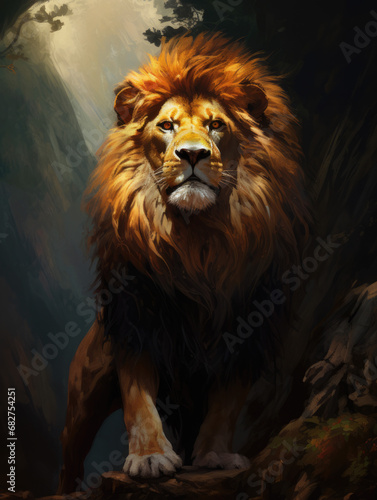 Lion s head. Digital art.