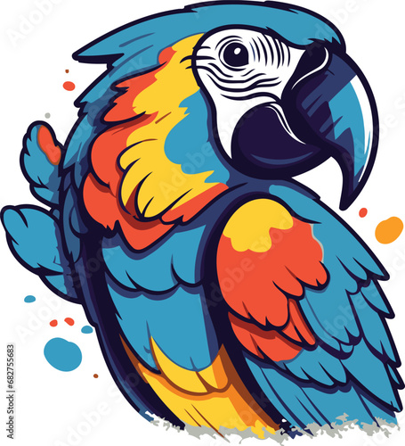 Colorful parrot isolated on white background vector illustration for your design