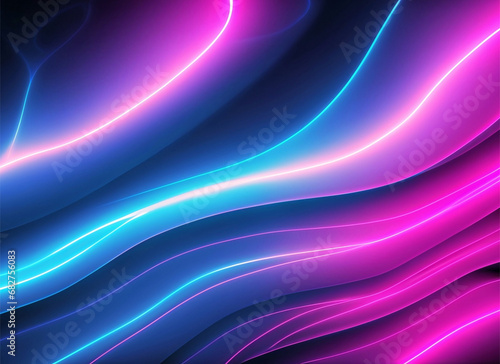 Wallpaper Mural blue and purple wave lines abstract background, glowing and modern digital lines Torontodigital.ca