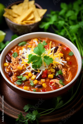 Hearty Simplicity: Slow Cooker Chicken Taco Soup with a Touch of Fresh Cilantro
