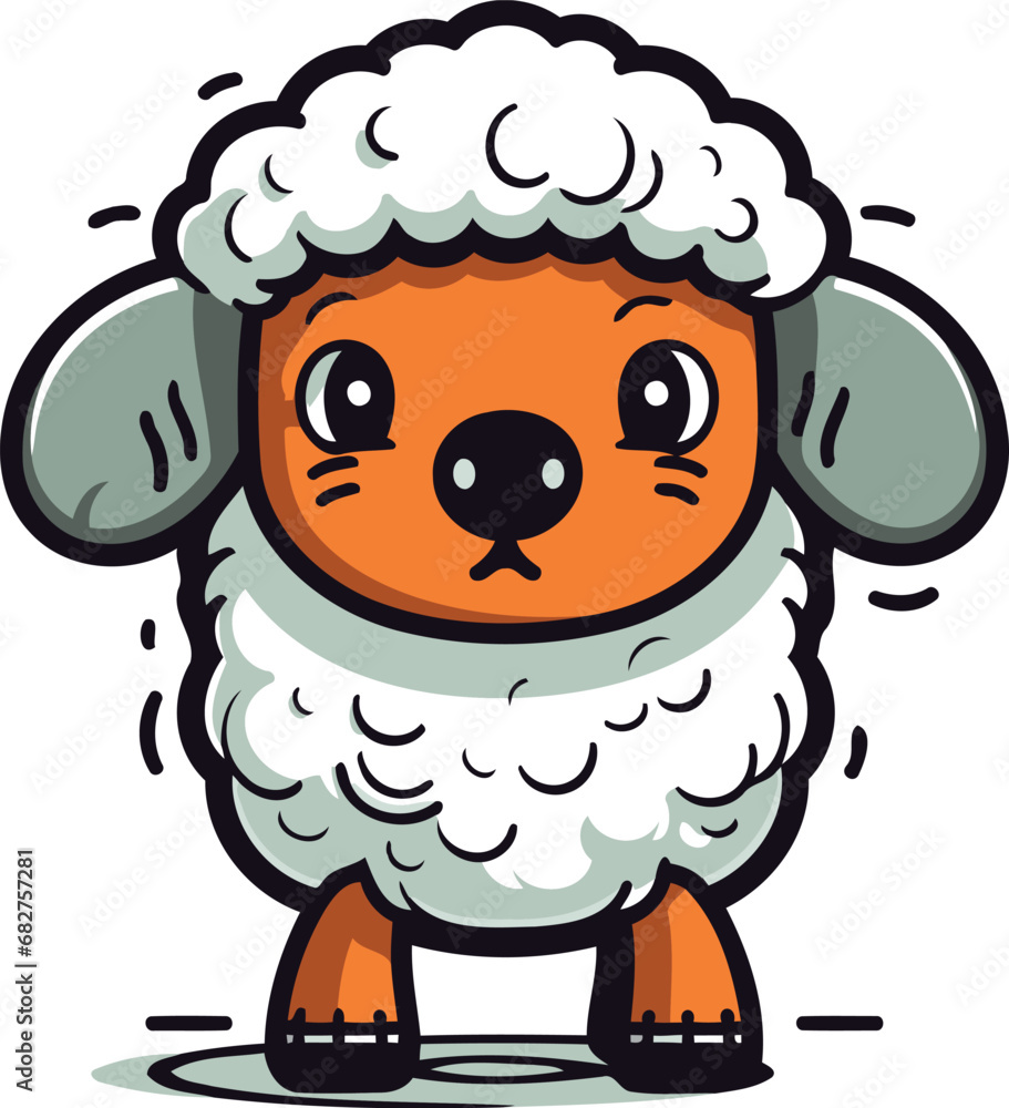 Cute cartoon sheep vector illustration isolated on a white background