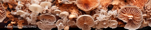 Texture of Fungus mycelium in natural colors. Mushrooms background photo