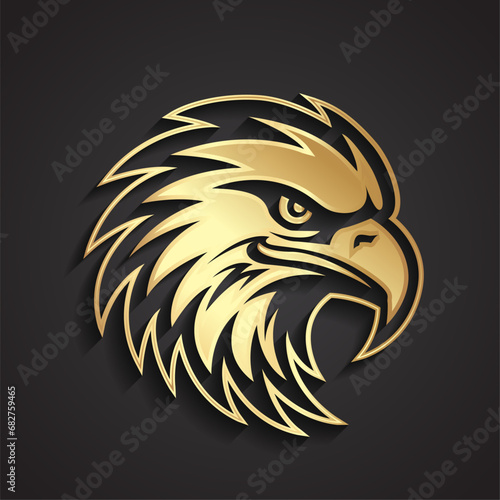 3d gold eagle head logo design