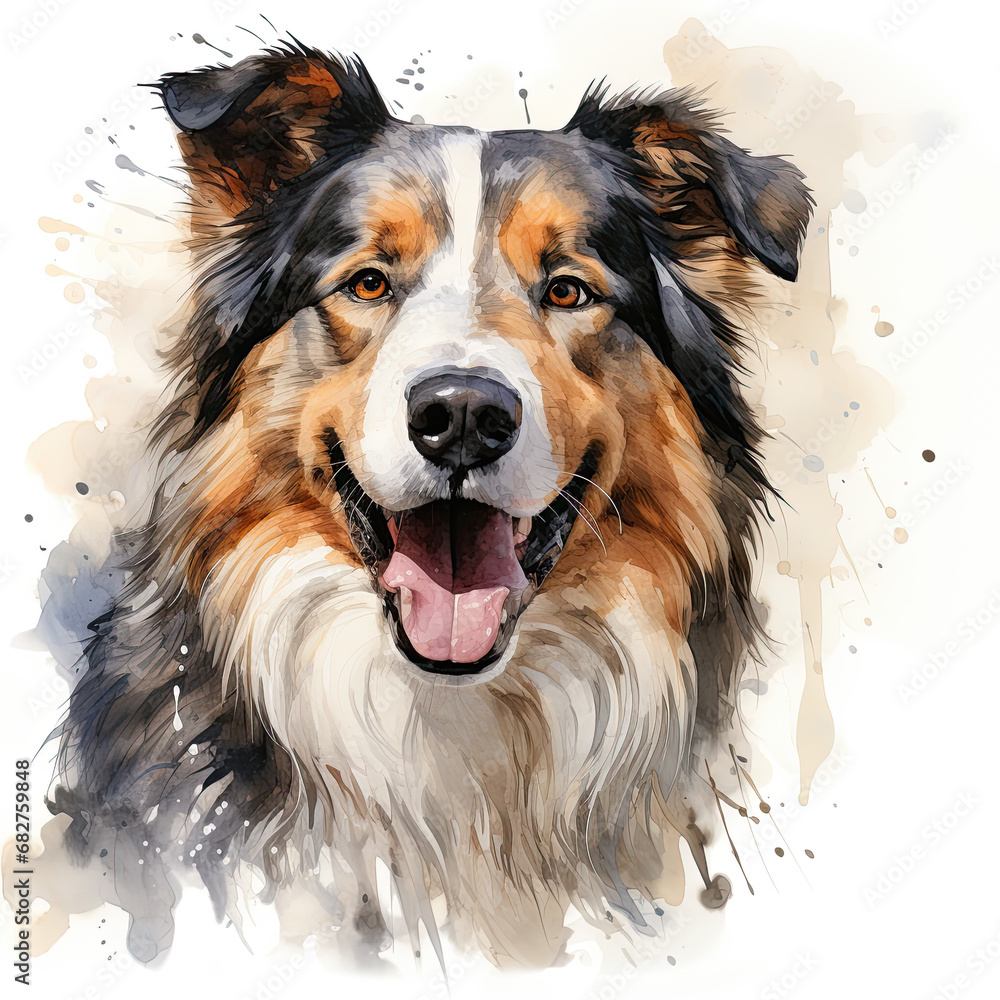 Fototapeta premium watercolor Alaskan Malamute clipart, Generative Ai