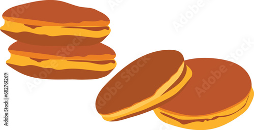 Japanese dorayaki cake logo vector design