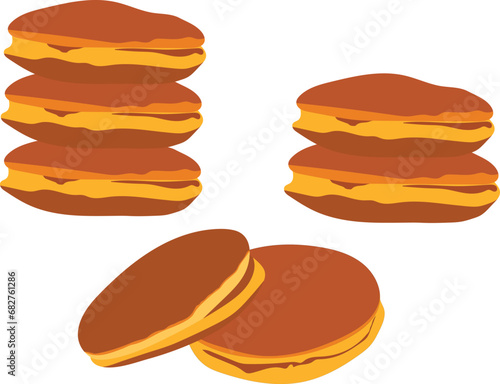 Japanese dorayaki cake logo vector design