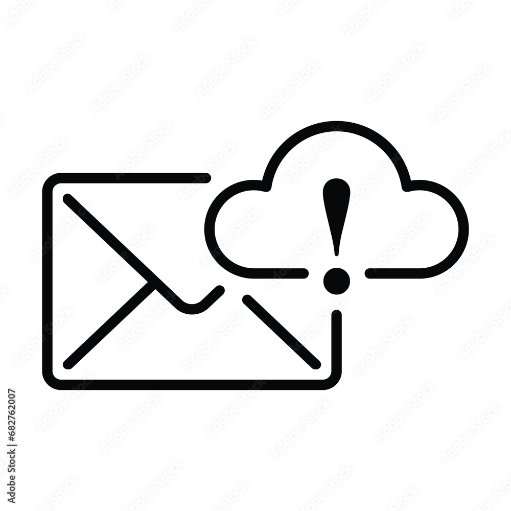email and cloud icon with warning notification email and cloud icon with warning notification