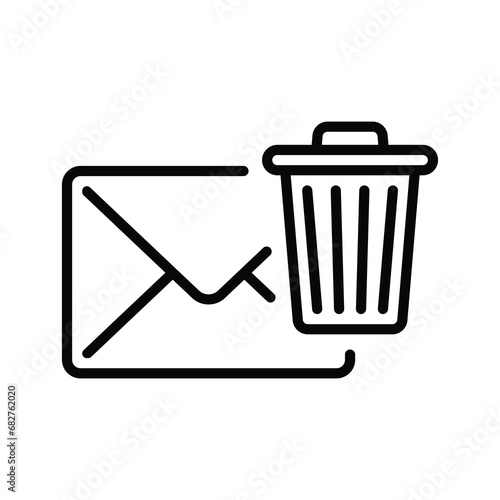 email icon in line style with trash can notification