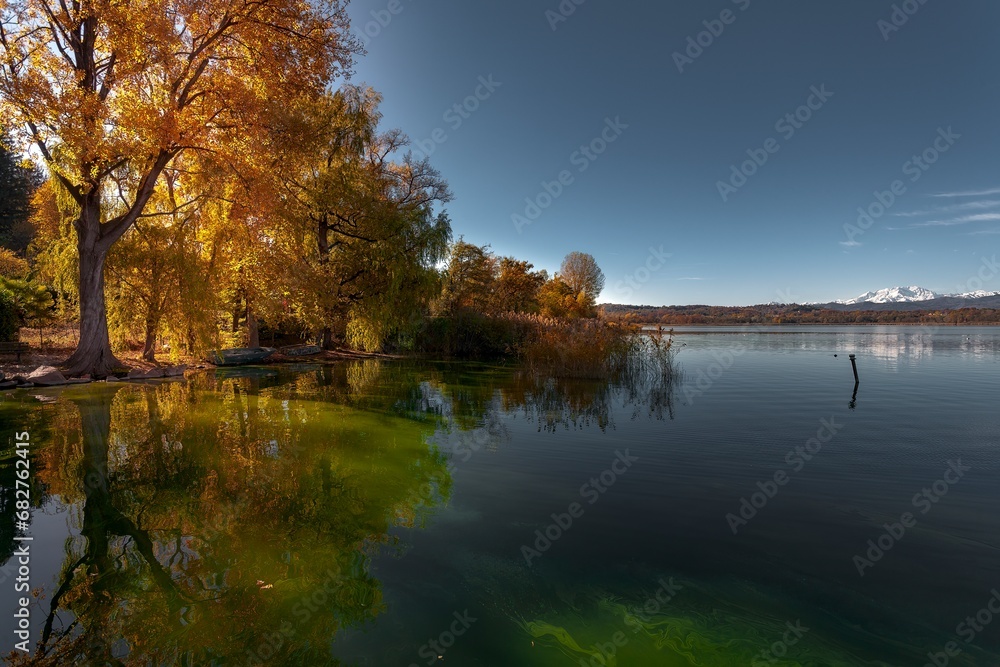 Autumn view of Varese lake in the pre-Alpine region in Lombardy, Italy Autumn view of Varese lake in the pre-Alpine region in Lombardy, Italy