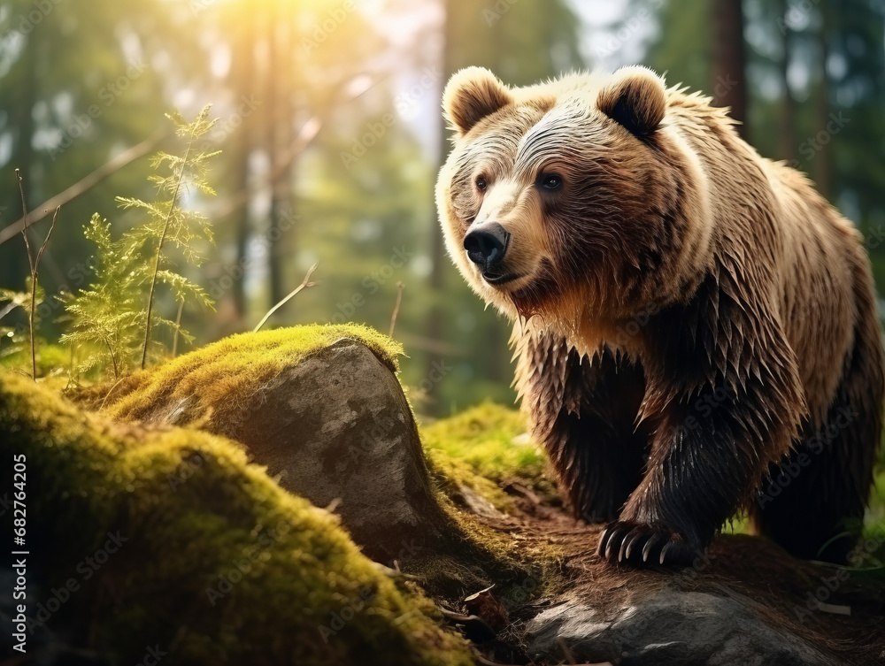 Obraz premium A close-up shot capturing the majestic details of a bear in its natural habitat.