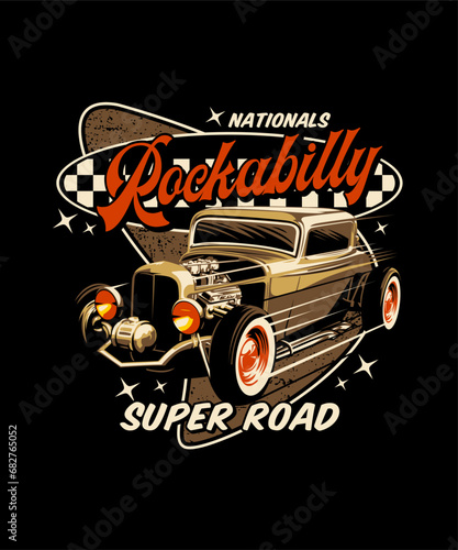Nationals Rockabilly vintage vector illustration style.