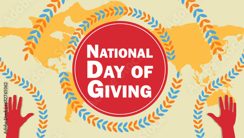 National Day of Giving vector banner design. Happy National Day of Giving modern minimal graphic poster illustration.