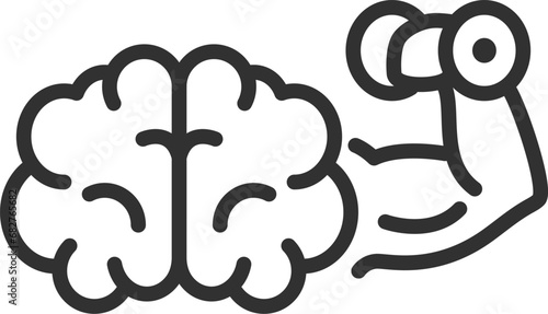 Exercise for the brain, linear icon. The brain pumps. Line with editable stroke