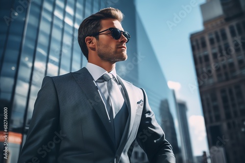 a man in a suit and sunglasses