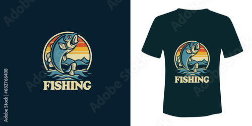 Vector fishing T-shirt design, typography t shirt design vector files photo