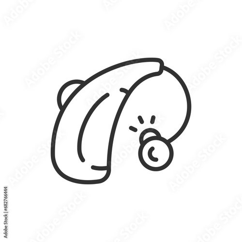 Hearing aid, linear icon. Line with editable stroke
