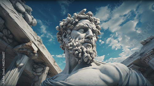 Generative AI, Stoicism concept, sculpture of a stoic, representing philosophy, ancient greek god statue