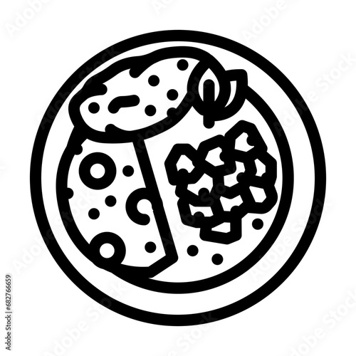 iskender kebab turkish cuisine line icon vector. iskender kebab turkish cuisine sign. isolated contour symbol black illustration