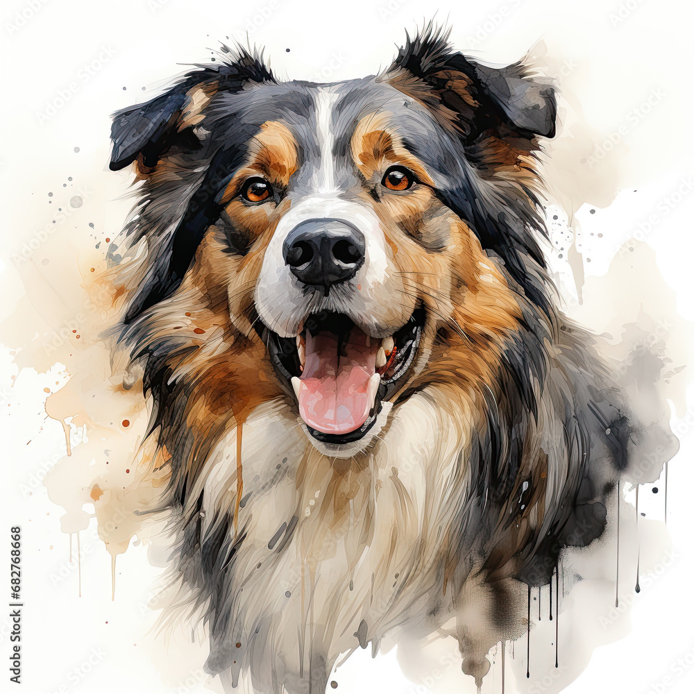 watercolor Alaskan Malamute clipart, Generative Ai