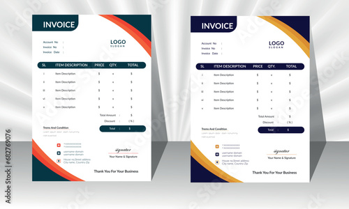 Modern invoice temple print ready corporate design photo