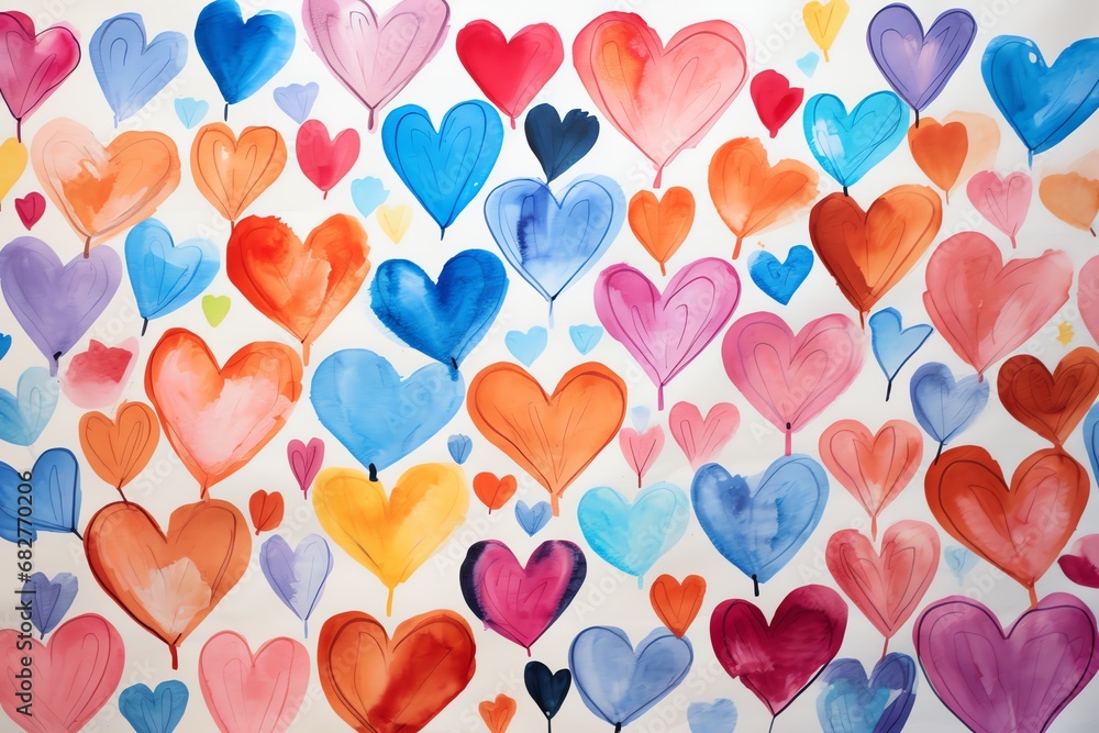 a group of colorful hearts