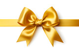 Goldene, festliche Schleife auf weißem Hintergrund, Geschenkband, erstellt mit generativer KI