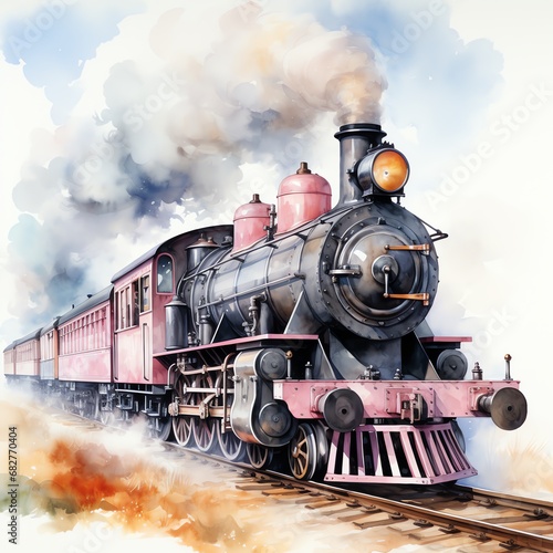 a painting of a train