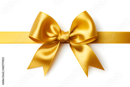 Goldene, festliche Schleife auf weißem Hintergrund, Geschenkband, erstellt mit generativer KI photo