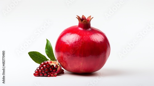 a pomegranate with a slice of pomegranate