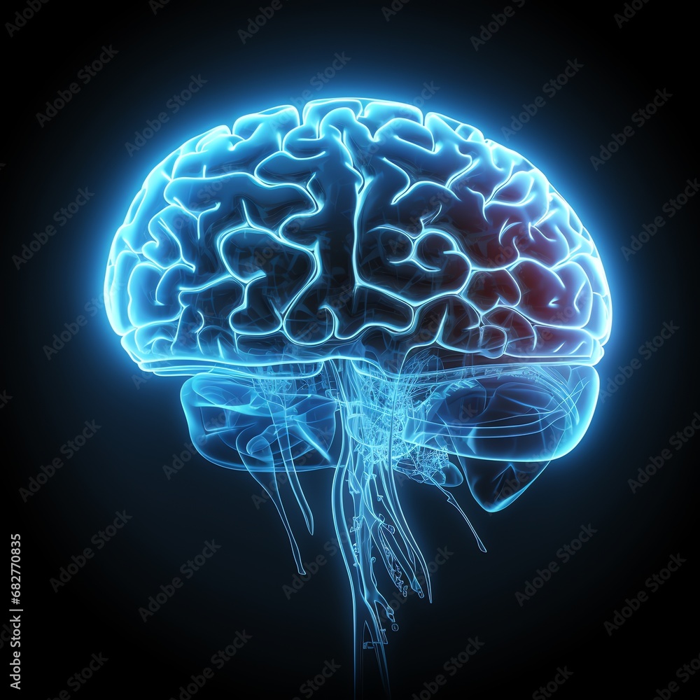 a blue brain with a red center a blue brain with a red center