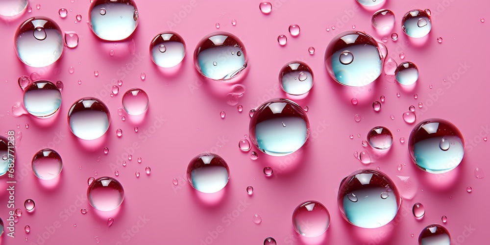 water droplets on a pink surface water droplets on a pink surface