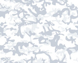 Hunter Military Camoflage. Seamless Camo Paint. White Fabric Pattern. White Seamless Brush. Woodland Vector Background. Army Gray Canvas. Winter Camouflage. Dirty Camo Paint. Modern Snow Texture.