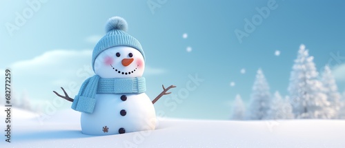 a snowman in a hat and scarf © Dumitru