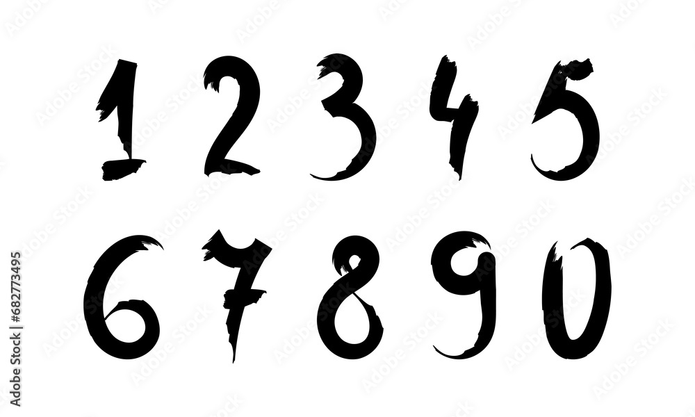Grunge numbers. Numbers drawn by hand with a brush. Vector Grunge numbers. Numbers drawn by hand with a brush. Vector