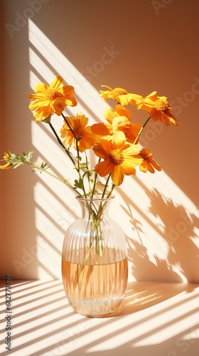 a vase with yellow flowers #682773678