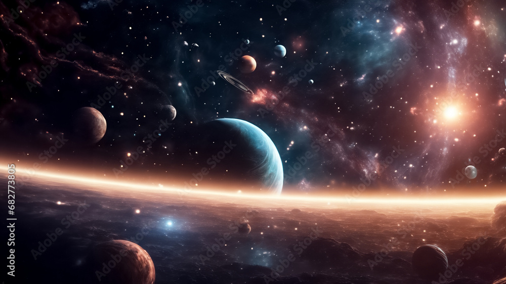 Obraz premium Stelle e Pianeti Incantano il Tuo Desktop