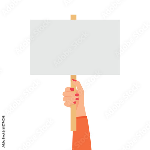 Woman hand holding placard