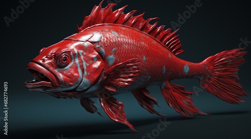 a red fish with white spots