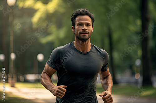 man jogging in the park