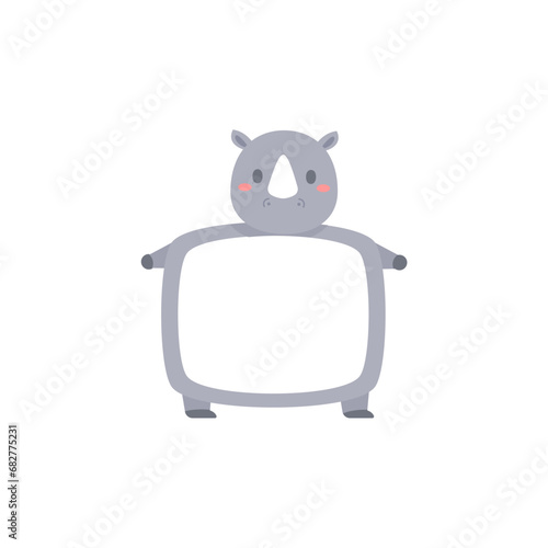 cute cartoon rhino text frame for kids