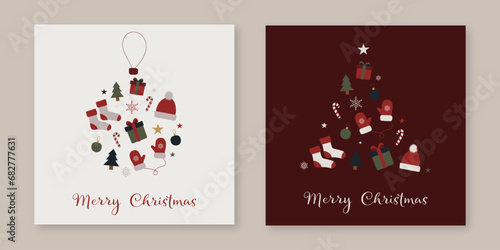vintage christmas greeting card, christmas banner, merry christmas, happy new year, vector