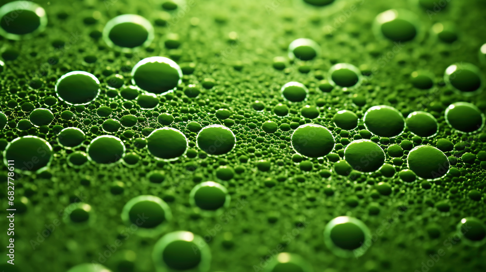 Fantasy plant cells microscopy. Green organic structures. Microlife concept. Generative AI Fantasy plant cells microscopy. Green organic structures. Microlife concept. Generative AI