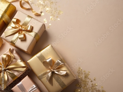 Christmas background with beige paper texture background.