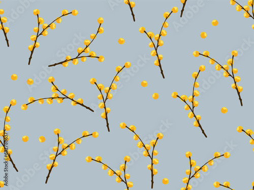 The yellow cherries branch pattern in the summer light