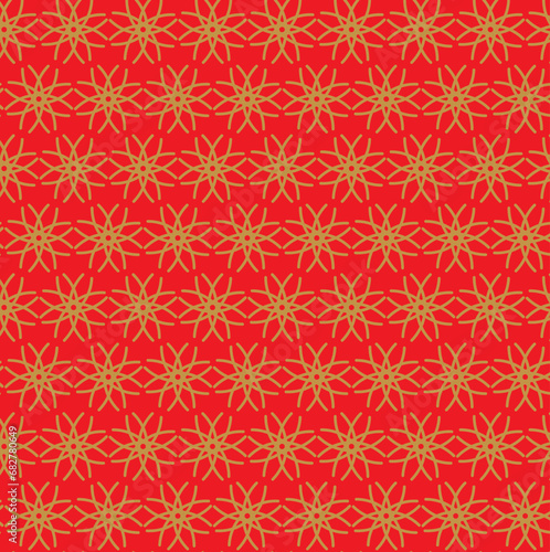 Red Asia Pattern. Gold Japanese Pattern Element. Korean Asian East Texture. Red Vector New Year Design. Red Chinese Asia Background. China Yellow New Year Background. Chinese Seamless Japan Pattern.