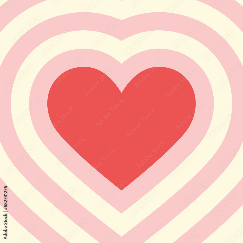 Groovy Vector illustration. Trendy backgrounds in retro style 60s, 70s, 80s. Card with red heard Groovy Vector illustration. Trendy backgrounds in retro style 60s, 70s, 80s. Card with red heard